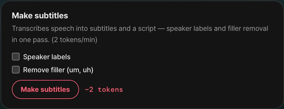 Subtitles & dubbing — Actual tool settings